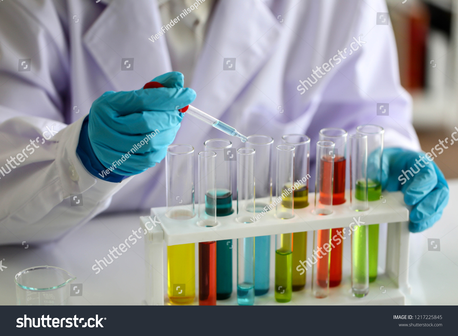 Set of Chemical tube development and pharmacy in laboratory biochemistry and research technology concept.
