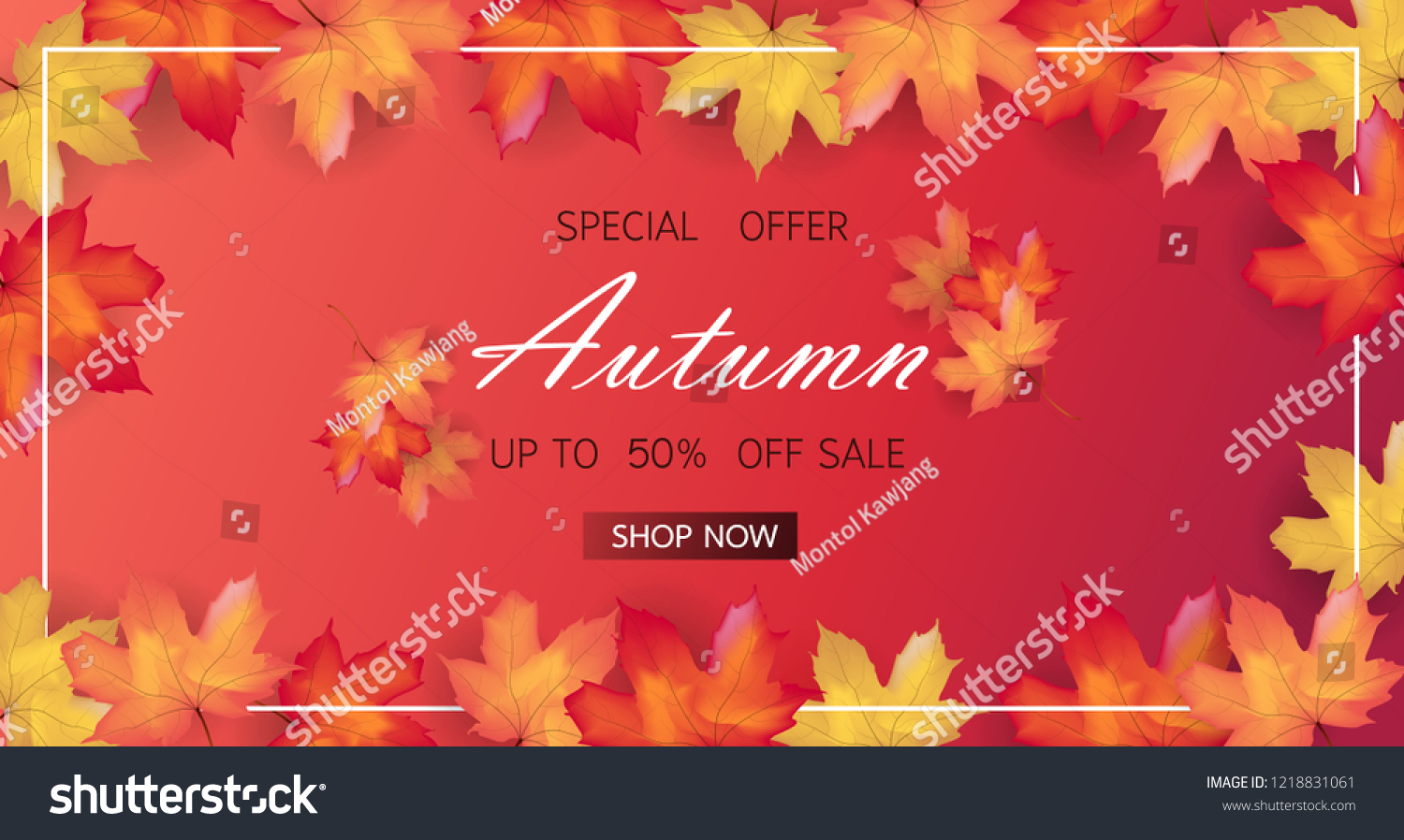  Autumn sale background layout decorate with maple leaves of autumn for shopping sale or promo poster and frame leaflet or web banner. Thanksgiving Background Vector illustration template.