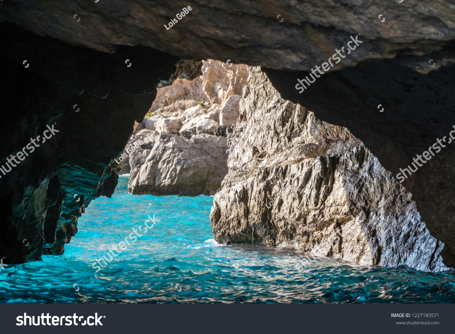 The Green Grotto (also known as The Emerald Grotto)  Grotta Verde  on the coast of the island of Capri in the Bay of Naples  Italy.