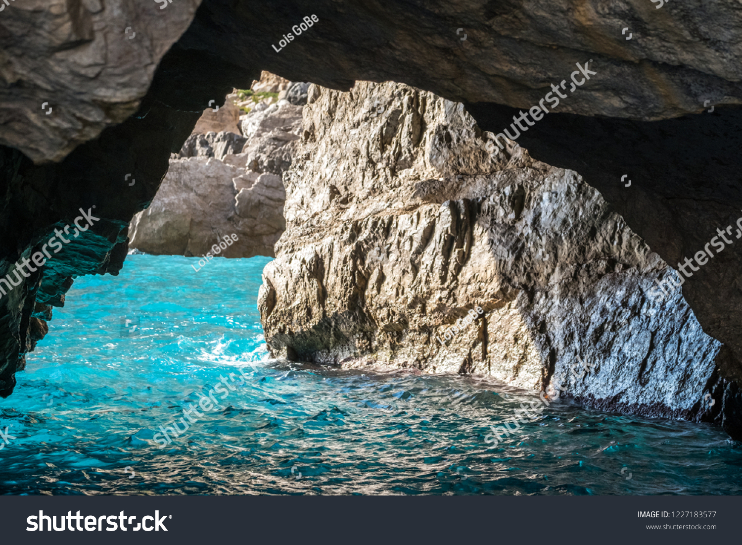 The Green Grotto (also known as The Emerald Grotto)  Grotta Verde  on the coast of the island of Capri in the Bay of Naples  Italy.