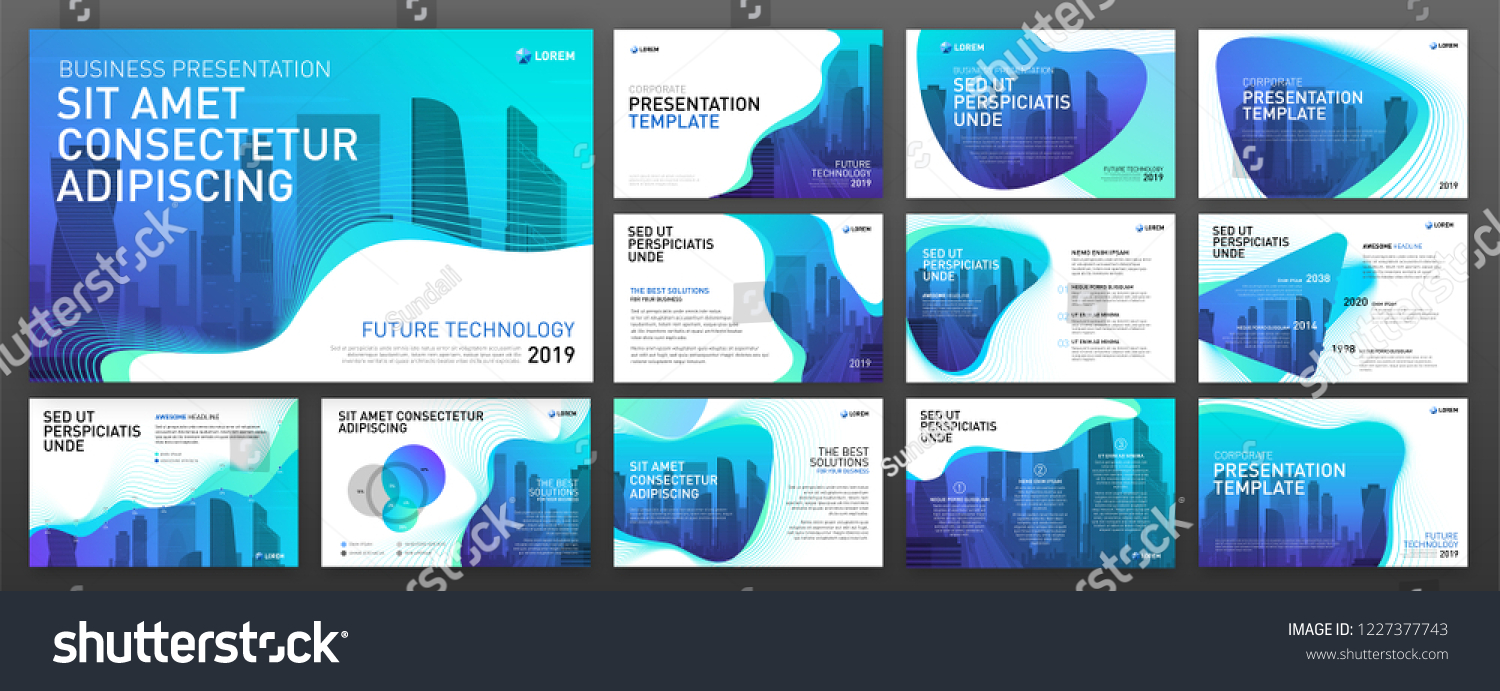 Powerpoint presentation templates set. Use for keynote presentation background  brochure design  website slider  landing page  annual report.