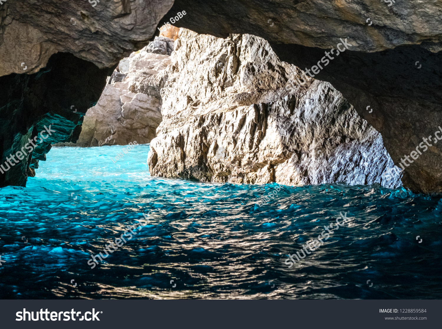 The Green Grotto (also known as The Emerald Grotto)  Grotta Verde  on the coast of the island of Capri in the Bay of Naples  Italy.
