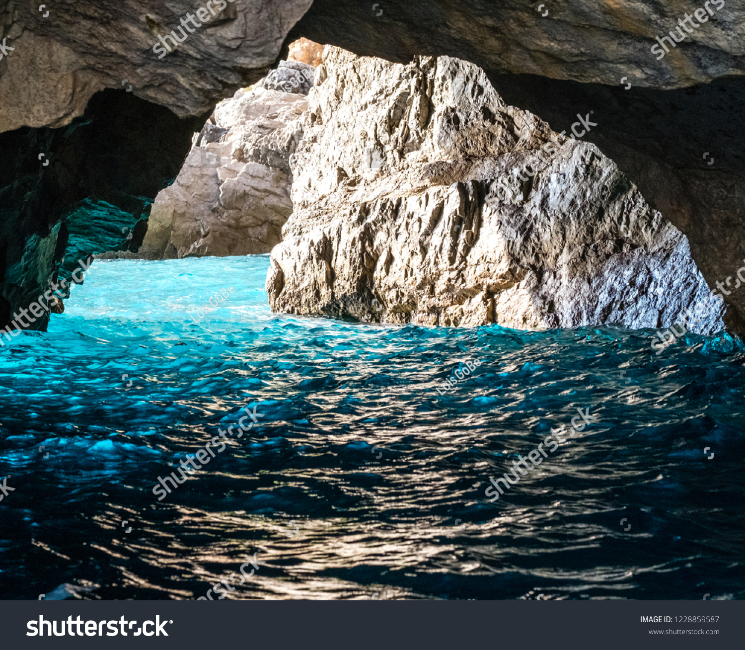 The Green Grotto (also known as The Emerald Grotto)  Grotta Verde  on the coast of the island of Capri in the Bay of Naples  Italy.
