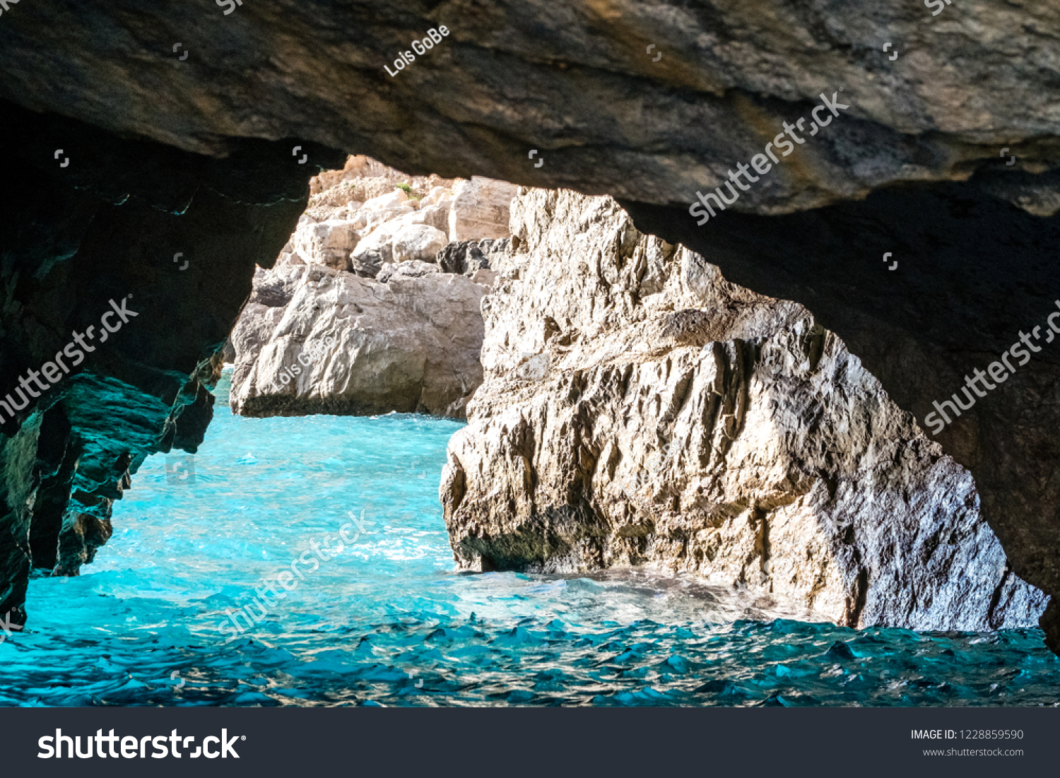 The Green Grotto (also known as The Emerald Grotto)  Grotta Verde  on the coast of the island of Capri in the Bay of Naples  Italy.