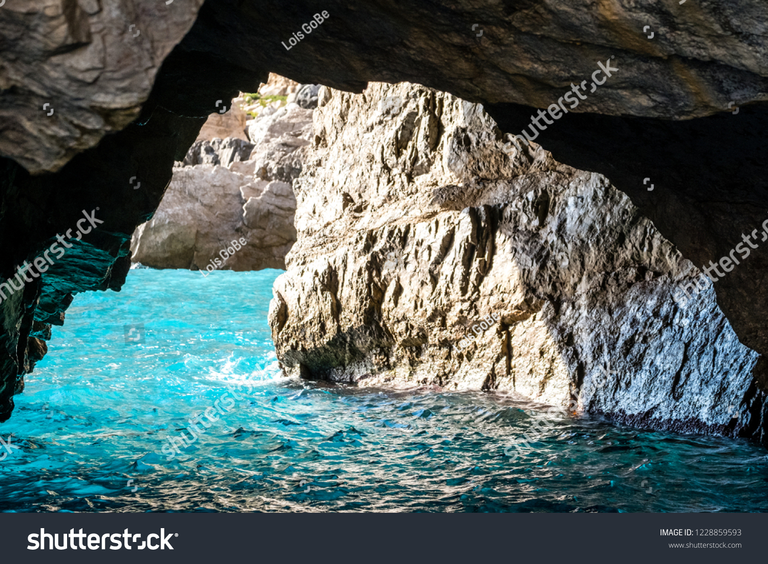 The Green Grotto (also known as The Emerald Grotto)  Grotta Verde  on the coast of the island of Capri in the Bay of Naples  Italy.