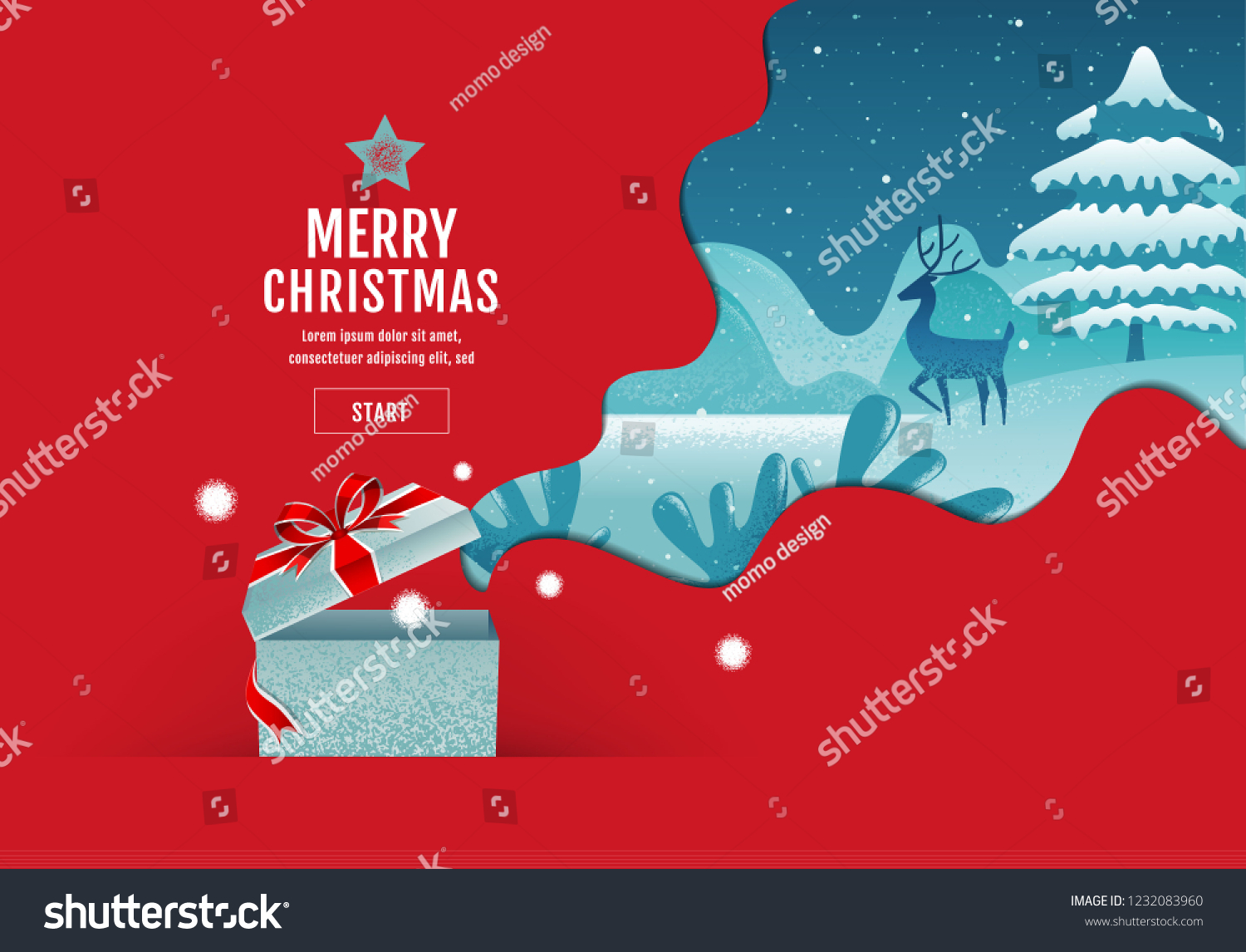 圣诞快乐 新年快乐 书法 景观冬季 矢量插图。