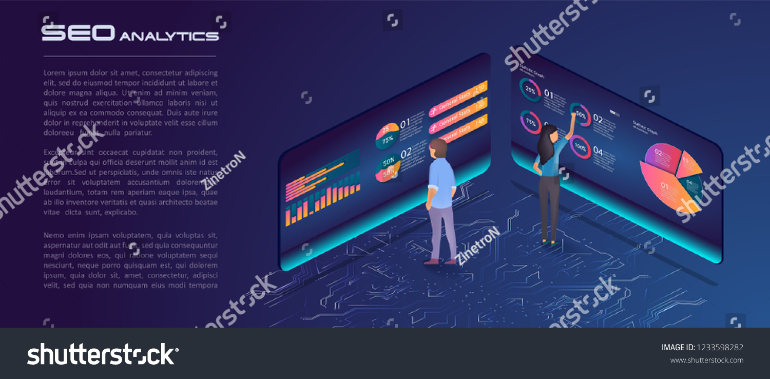 	
Landing page template of Seo Analytics team. Modern isometric design concept of web page design for website and mobile website.