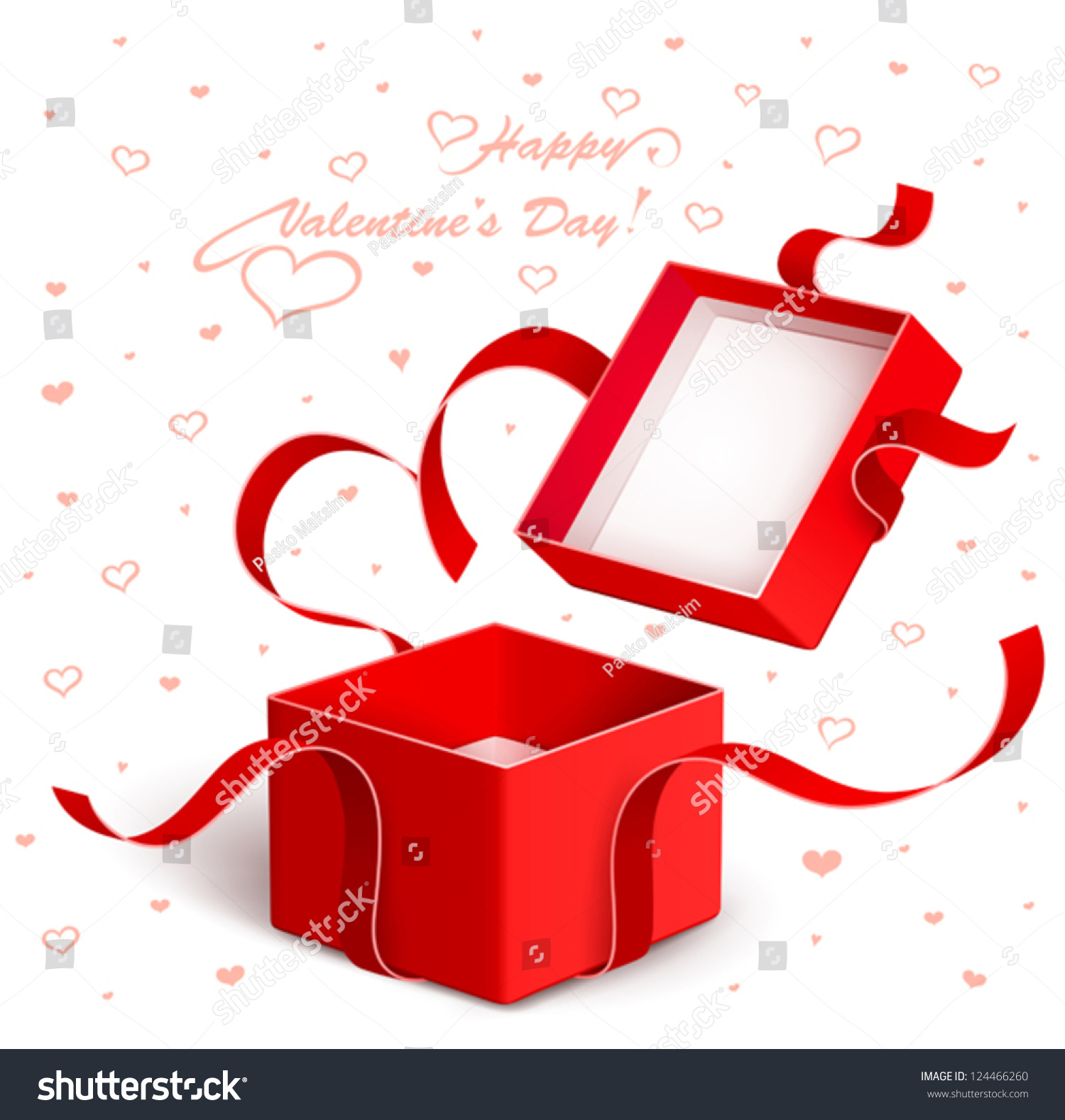 带红丝带的打开礼品盒