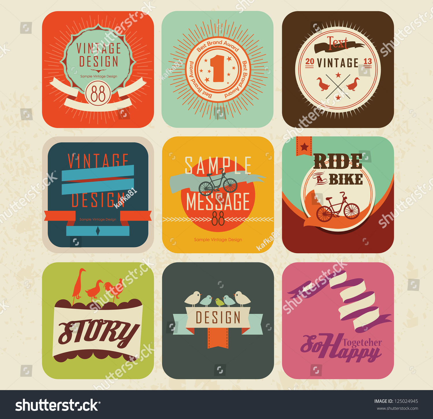 vector set vintage labels 3