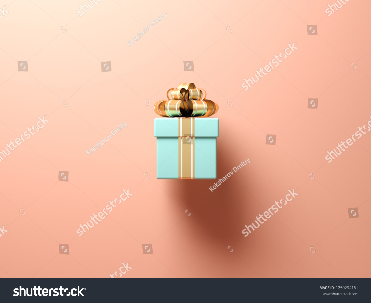 Blue gift box on pink background 3d rendering