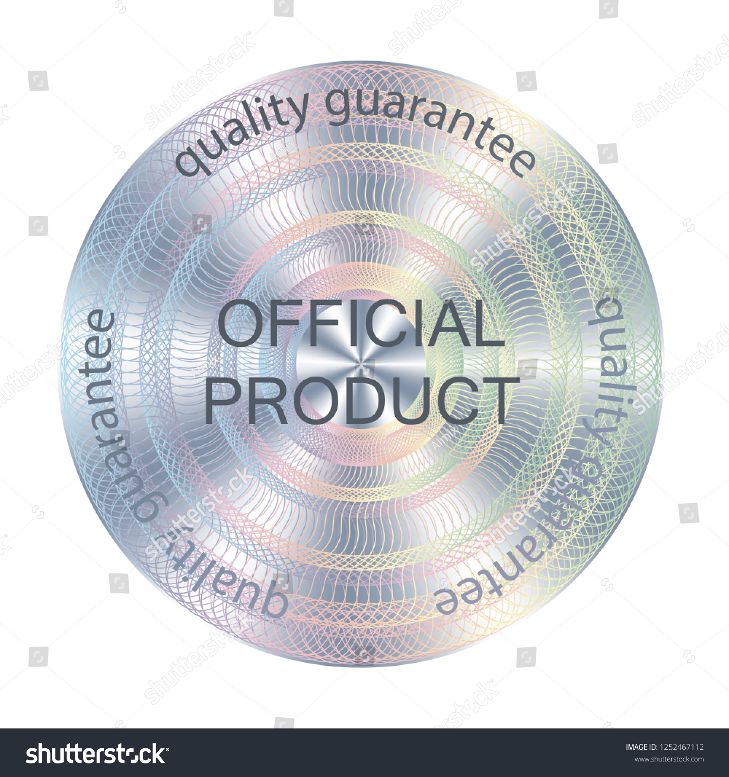 Round hologram realistic sticker. Vector element for product quality guarantee