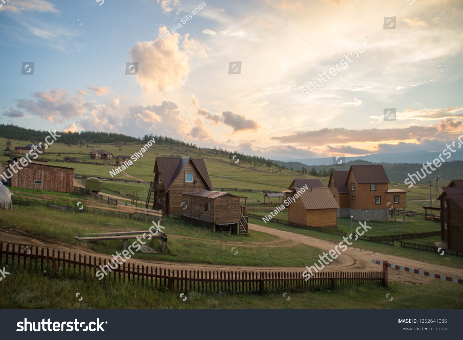 Near sunset view at the village on the Lake Baikal  Siberia