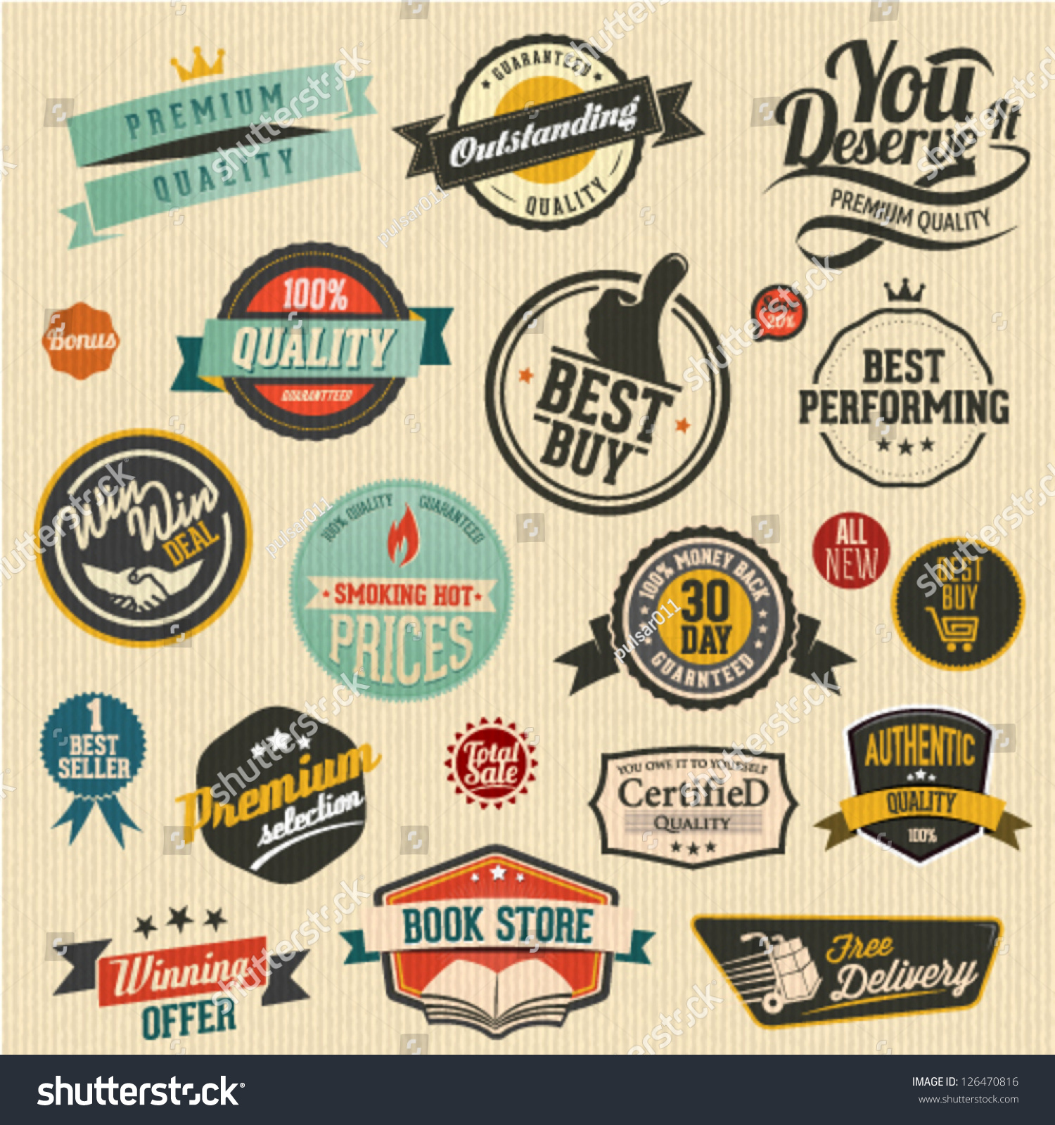 set of  vector retro stickers