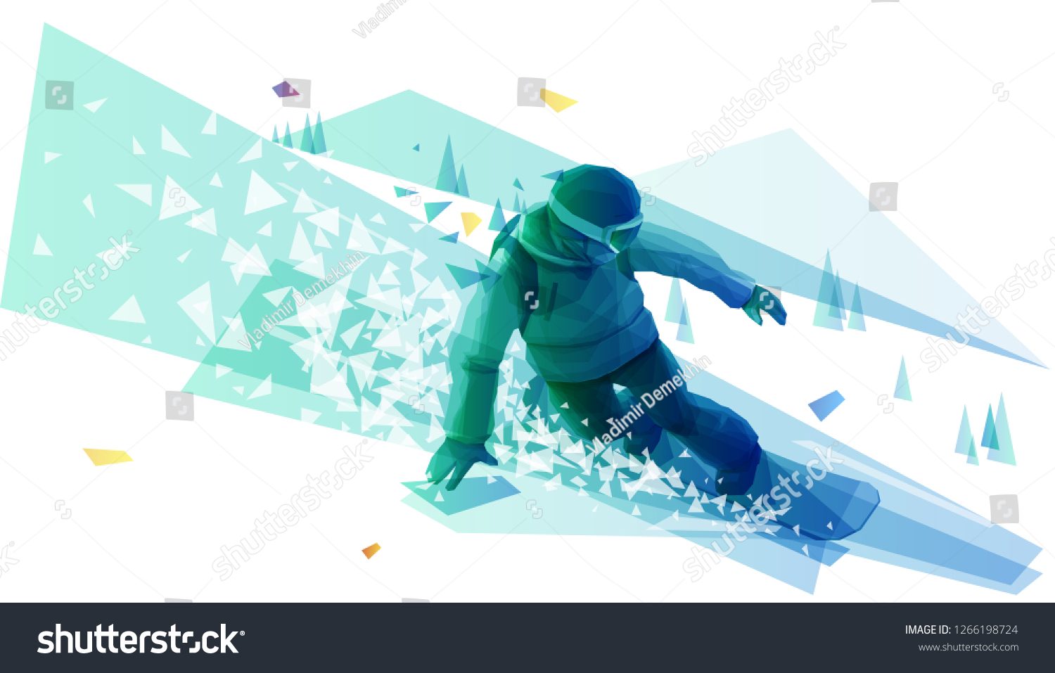 
Snowboarder free riding at high mountains