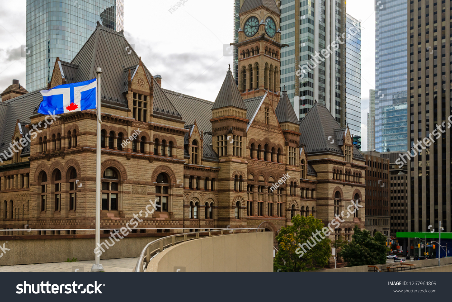 Toronto Old City Hall in Ontario  Canada  view from Nathan Phillips Square.