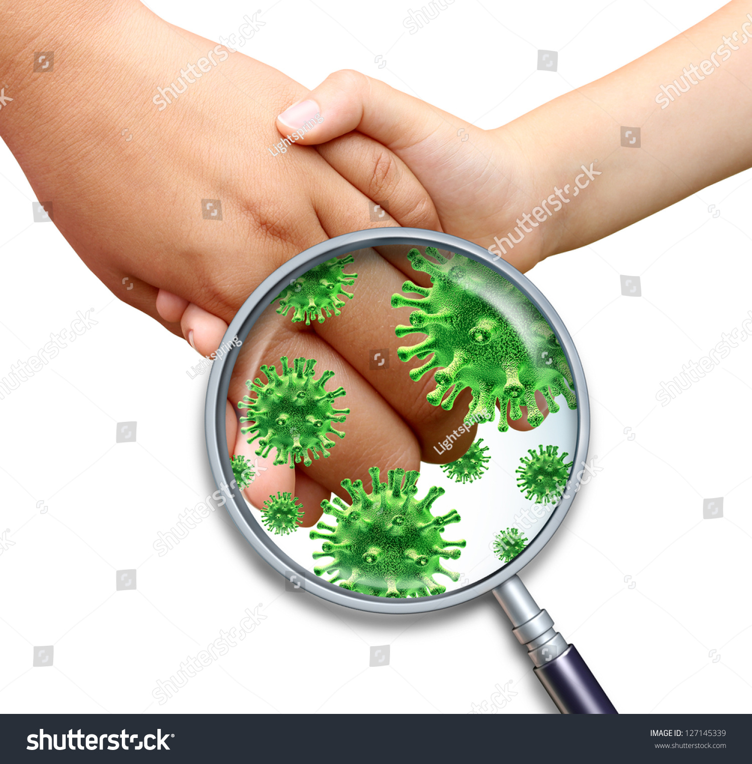 infection with children hands holding and touching spreading