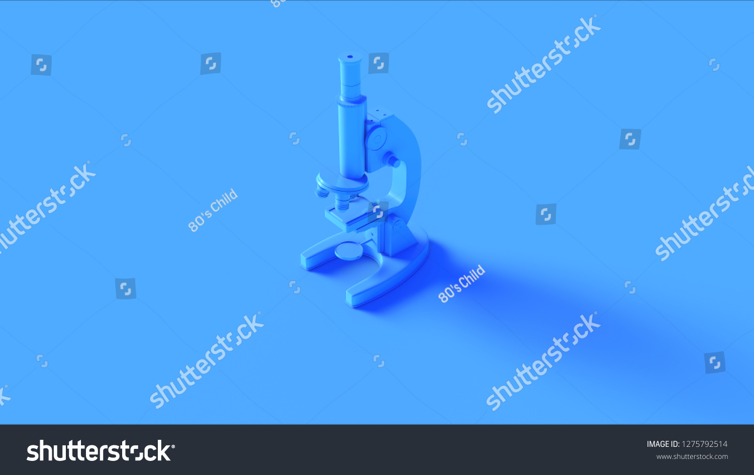 Blue Traditional Microscope 3d illustration 3d render