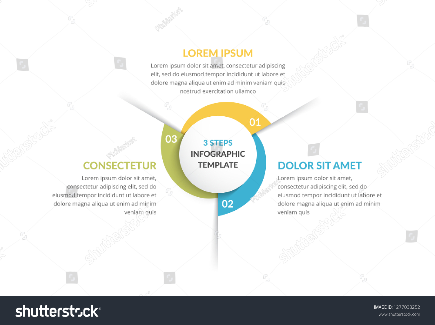 Circle infographic template with three steps or options process chart ...