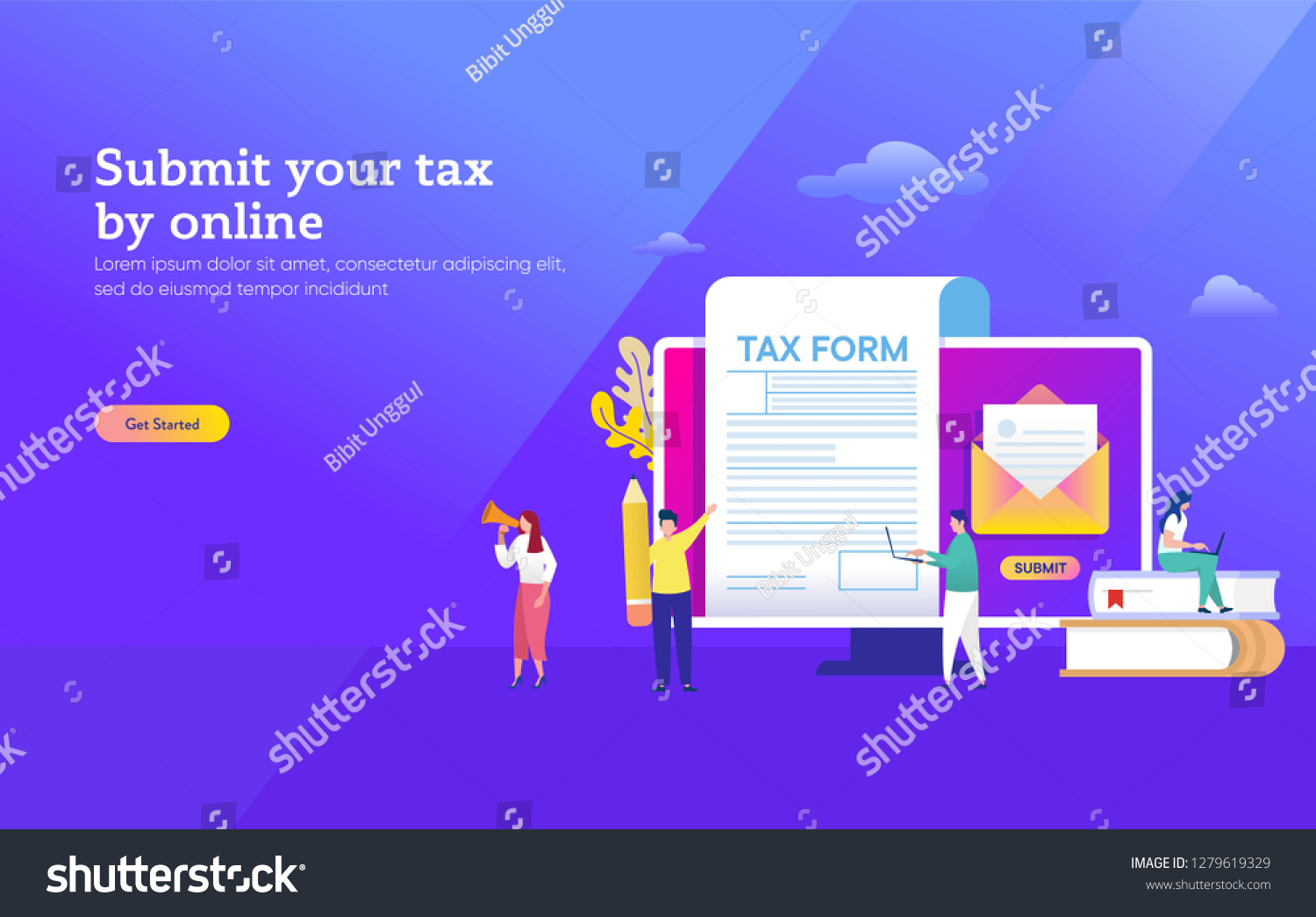 People submit tax by online vector illustration concept  online tax payment and report  can use for  landing page  template  ui  web  mobile app  poster  banner  flyer