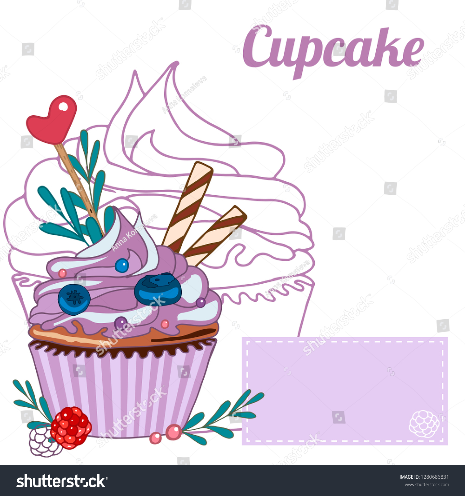 vectorhanddrawnsweetcupcaketemplatemuffinisolatedonwhiteback