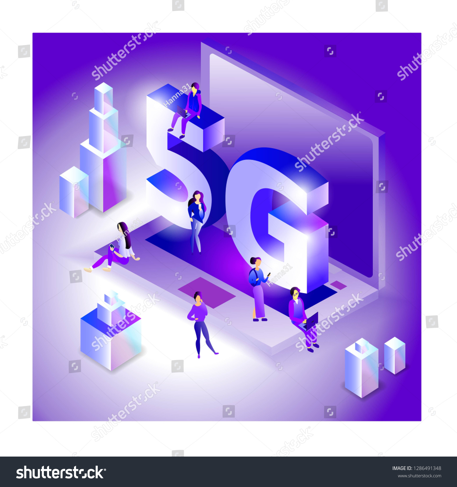 Isometric 5G network illustration