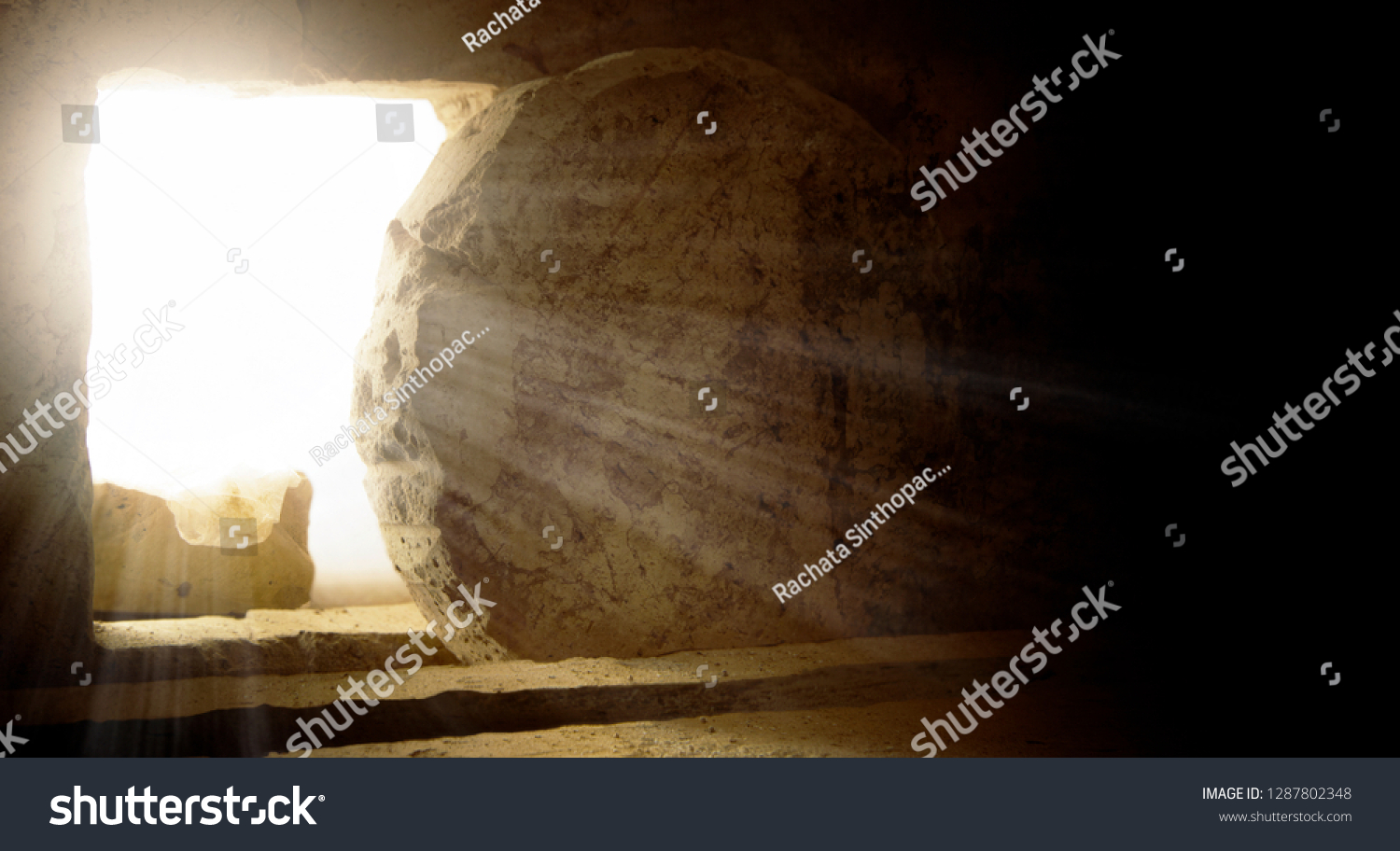 Empty Tomb: Details of Jesus Christ’s Resurrection : Surrealism Background : Easter Day