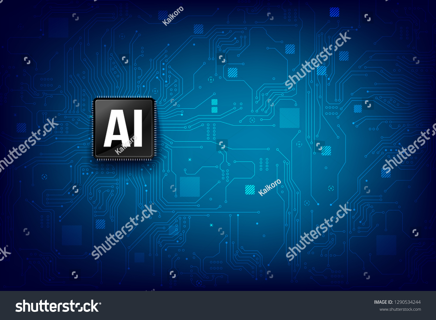 AI Artificial intelligence technology cpu chipset with print circuit board dot connection line element abstract background vector illustration eps10