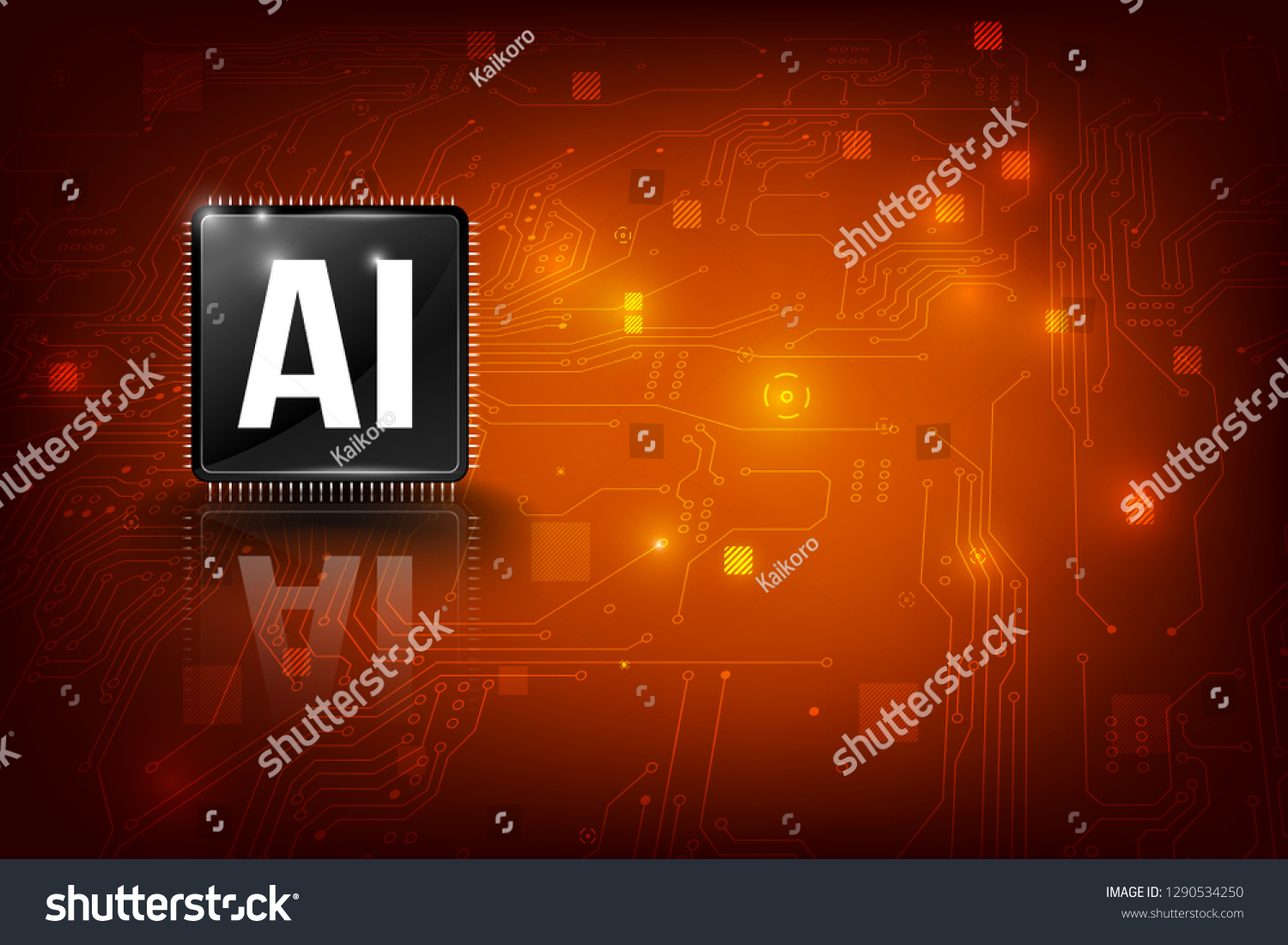 AI Artificial intelligence technology cpu chipset with print circuit board dot connection line element abstract background vector illustration eps10