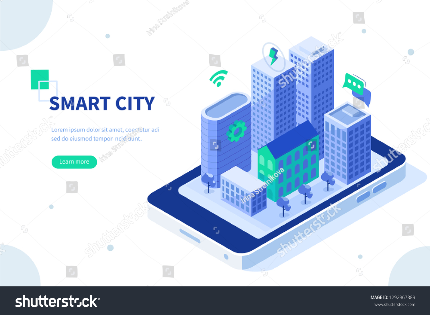 Smart city concept. Can use for web banner  infographics  hero images. Flat isometric vector illustration isolated on white background.