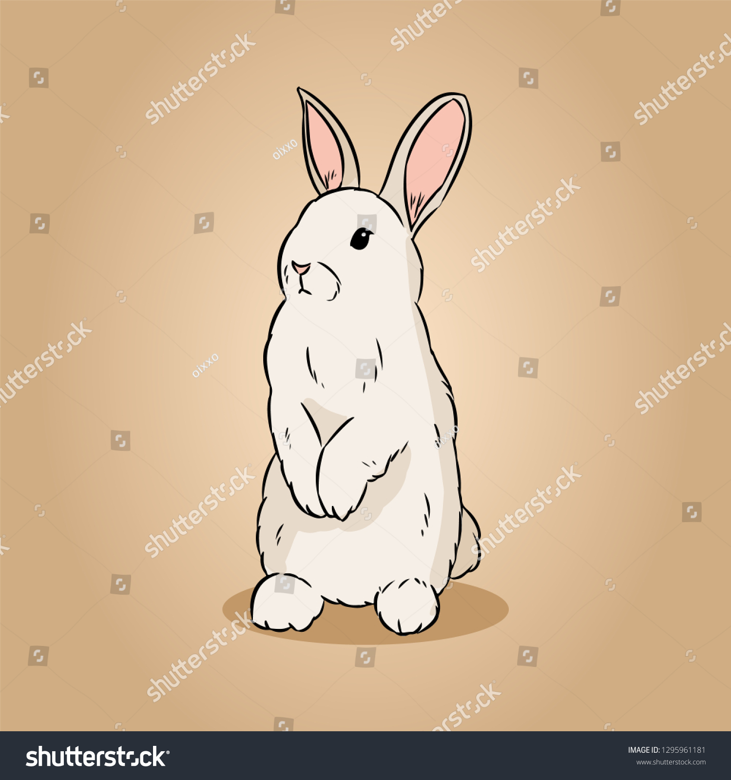 cute rabbit hand drawn lineart doodle image