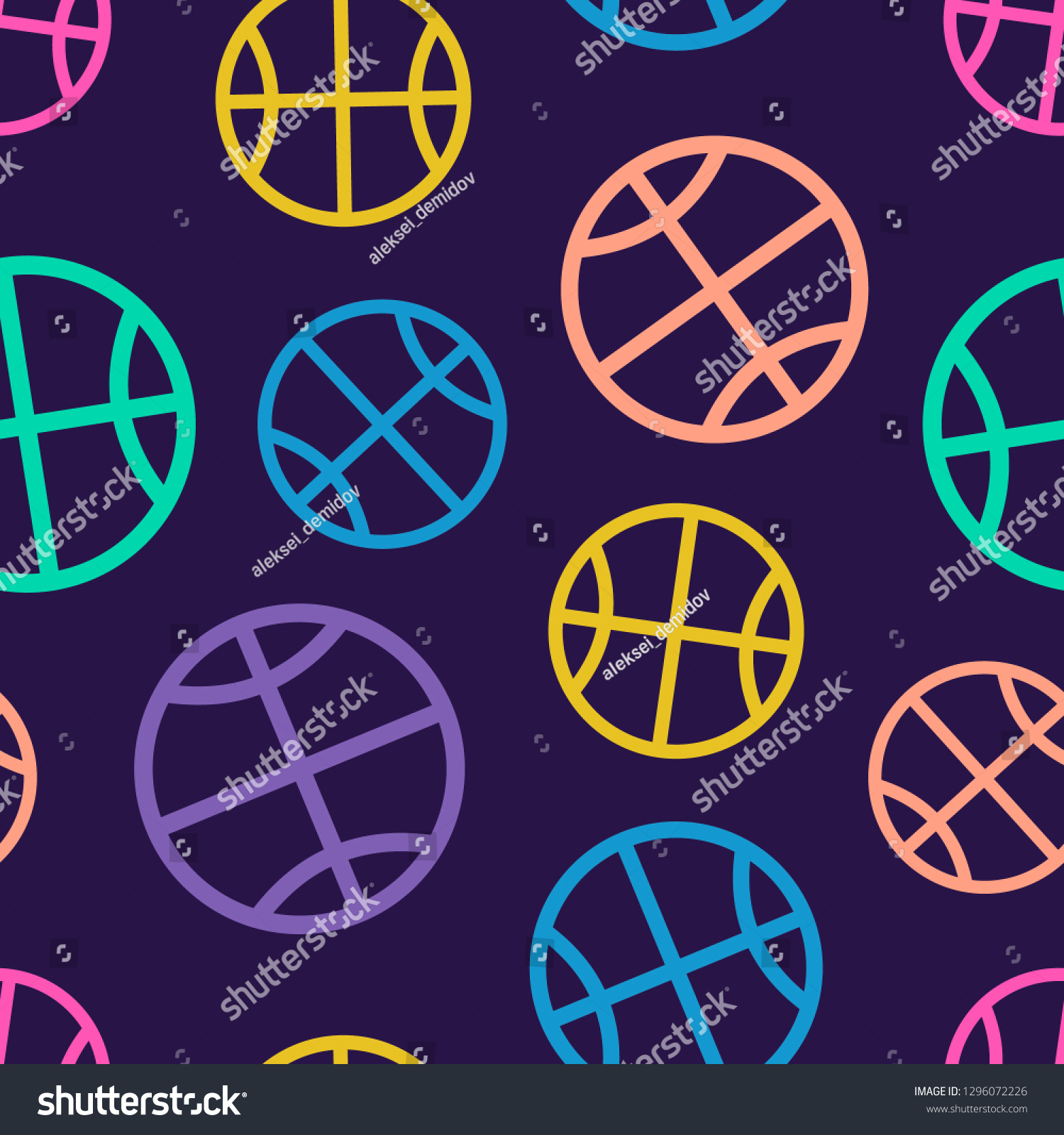 basketball seamless pattern  color background