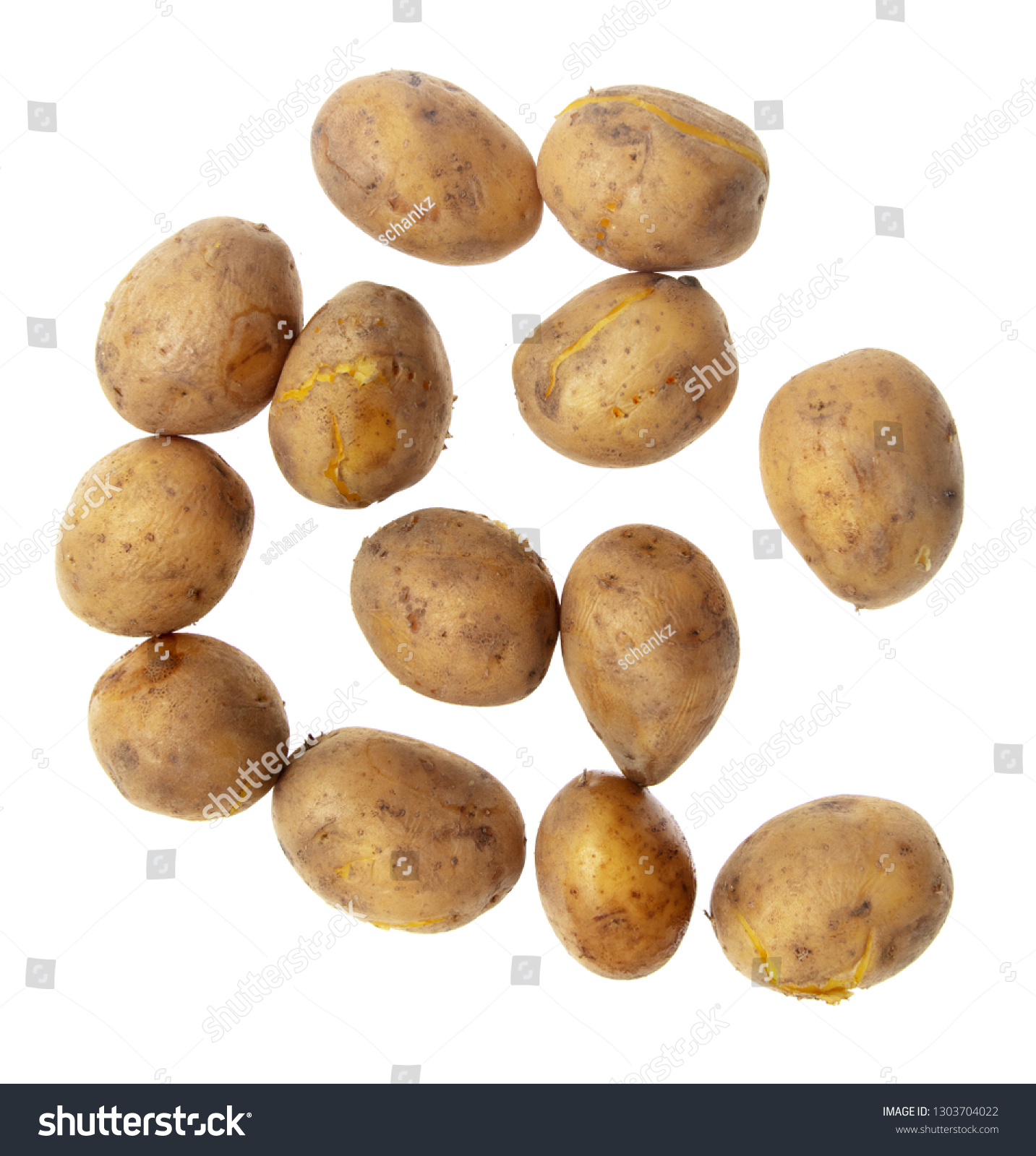 boiled potatoes isolated on white background