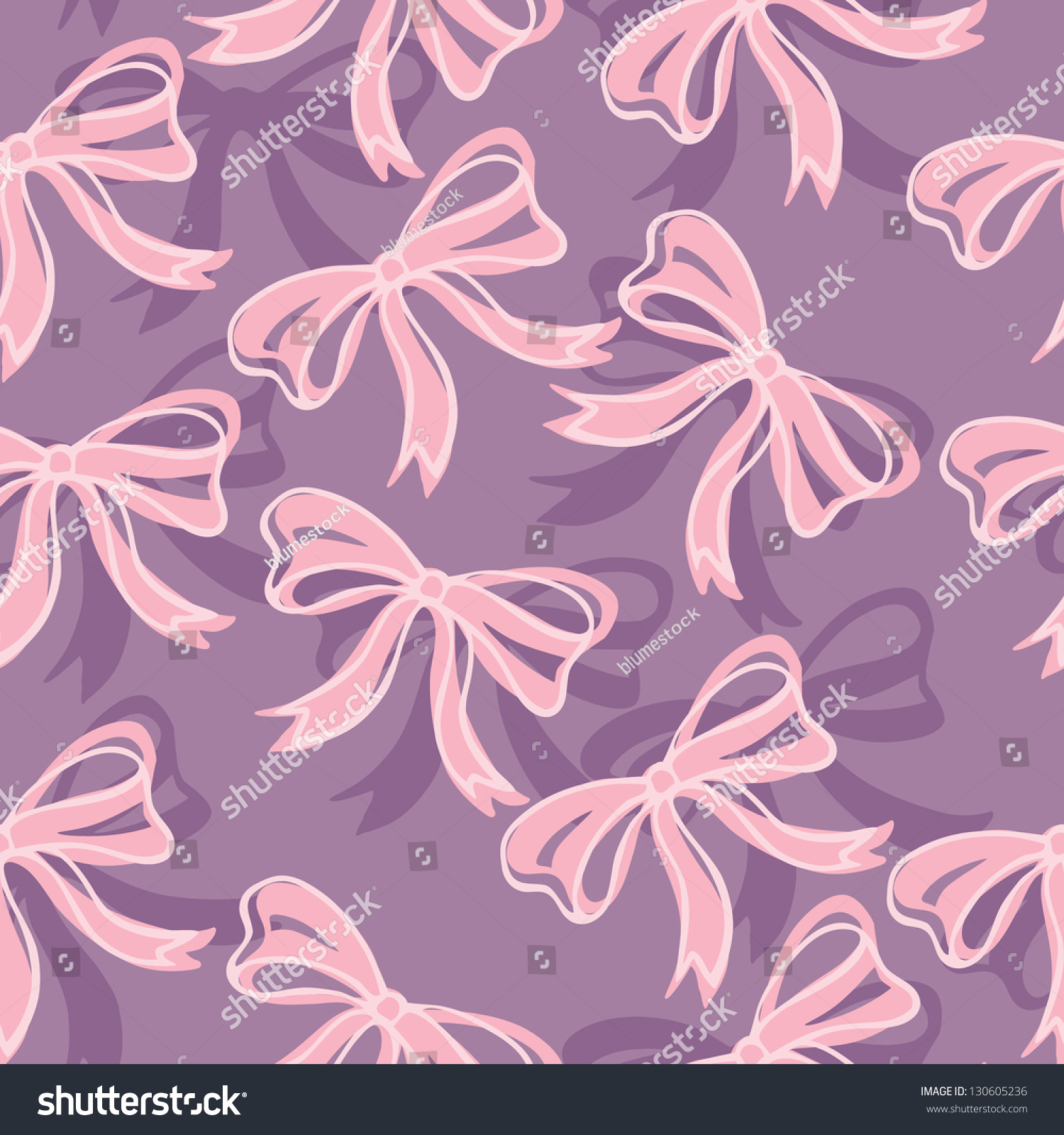 Seamless pattern of pink ribbons on purple background   Vector illustration eps 10