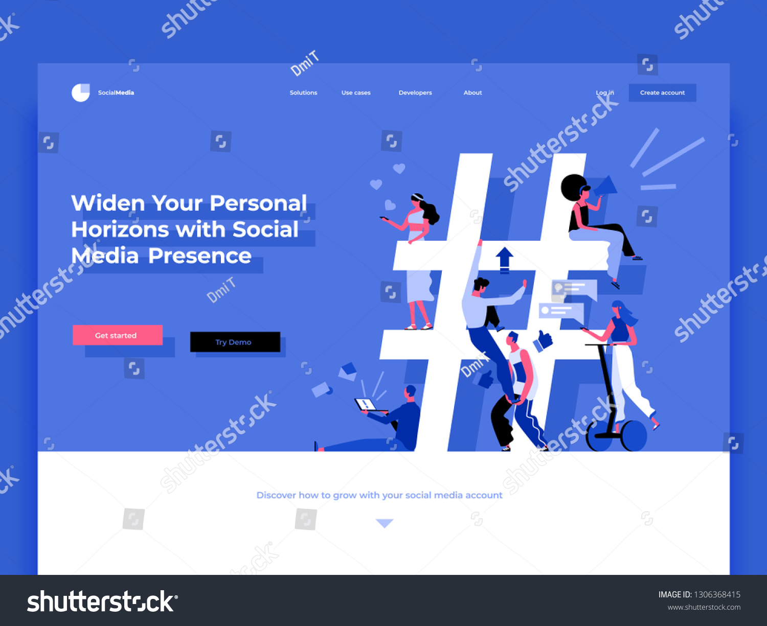 Relationship  online dating and networking concept - people sharing information via social media platforms and interacting with icons. Landing concept. Flat vector illustration