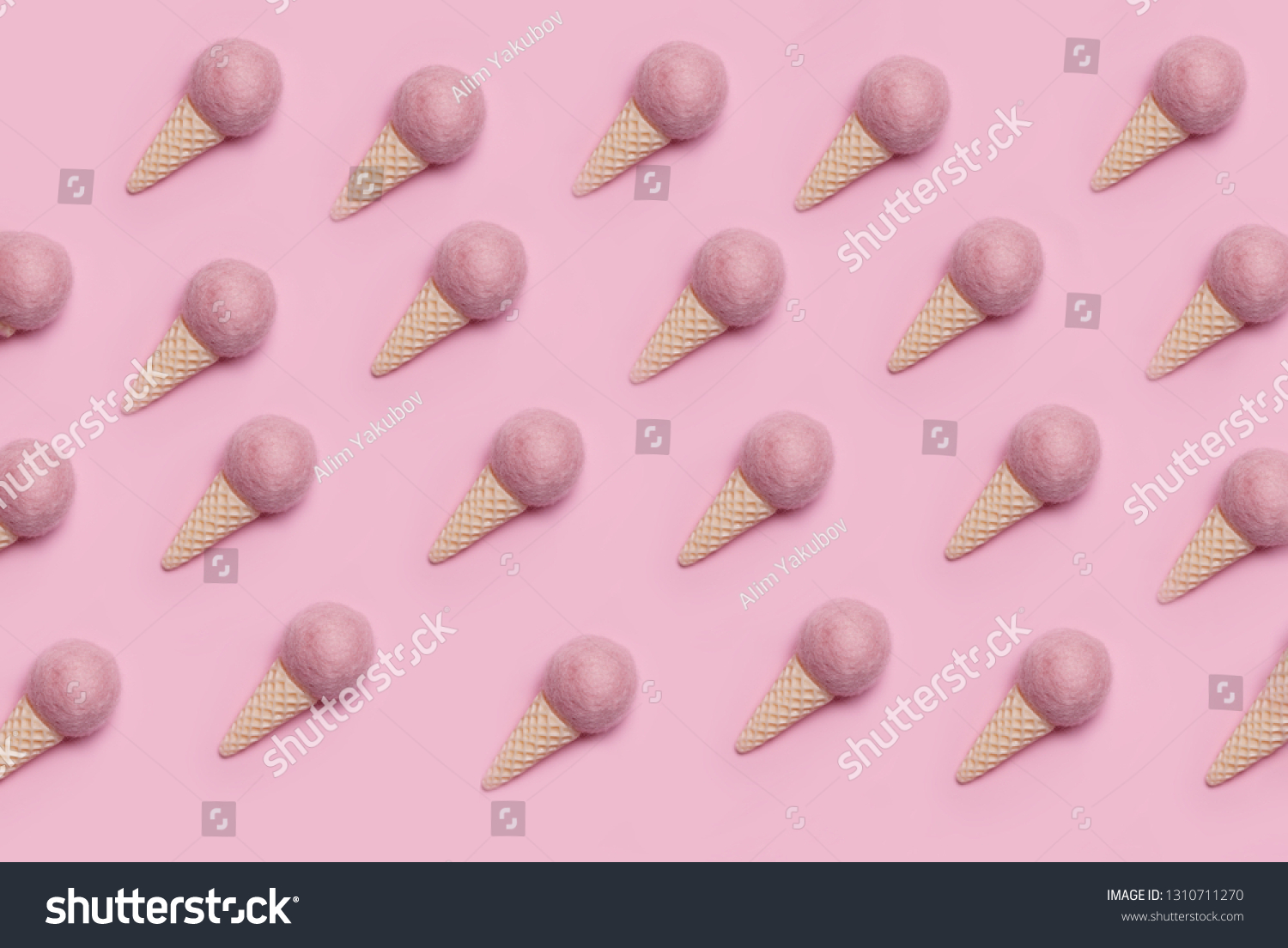 Ice cream on pastel colorful background. Minimal summer concept. Flat lay.