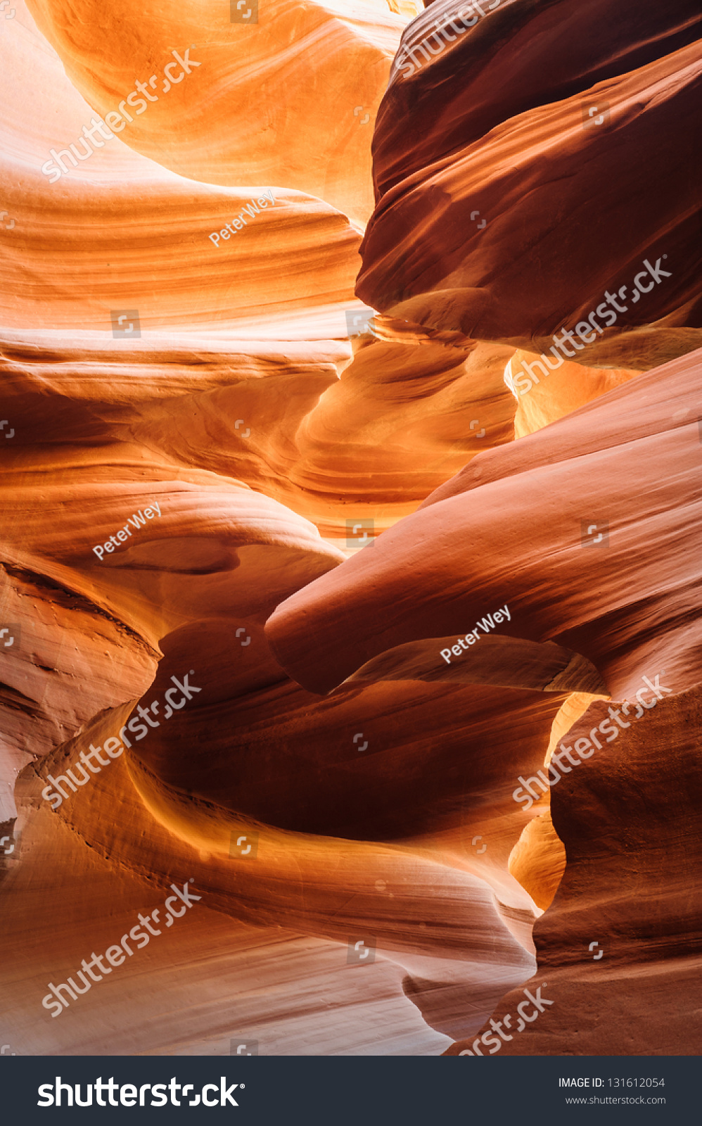 Glowing sandstone in Lower Antelope Slot Canyon  Page  Arizona  USA