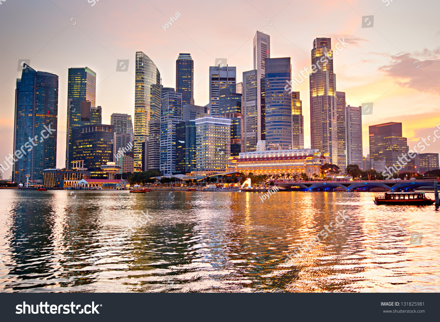 Skyline of Singapore at a beautiful sunset