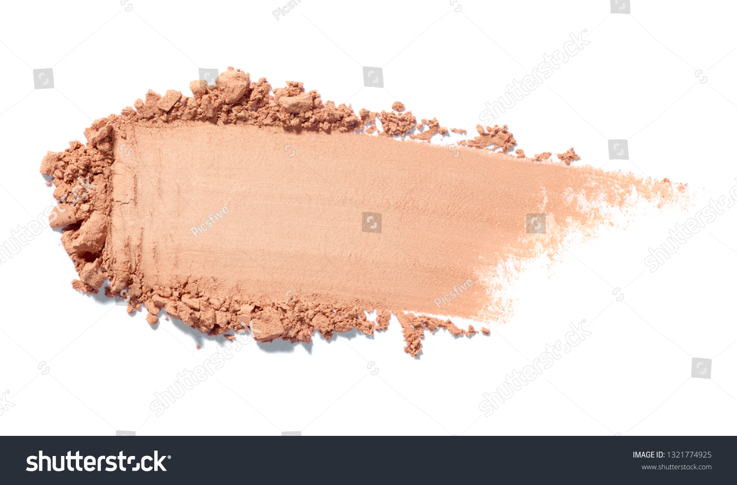 close up of face powder on white background