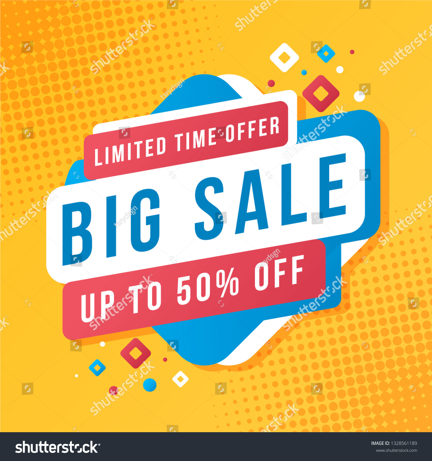Sale Geometric Banner Template Background. Colorful Poster for Discount. Vector Illustration