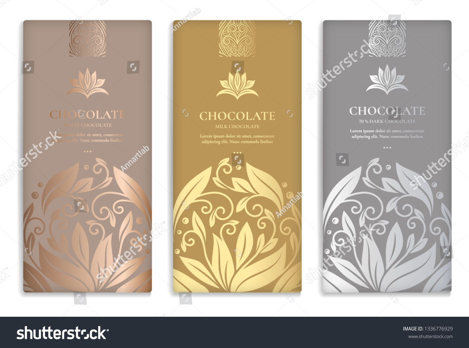Luxury golden packaging design of chocolate bars. Vintage vector ornament template. Elegant  classic elements. Great for food  drink and other package types. Can be used for background and wallpaper.