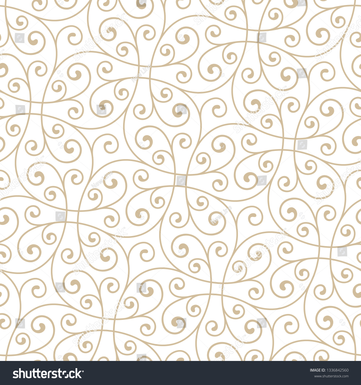 Seamless linear pattern with thin curl lines and scrolls. Monochrome ...