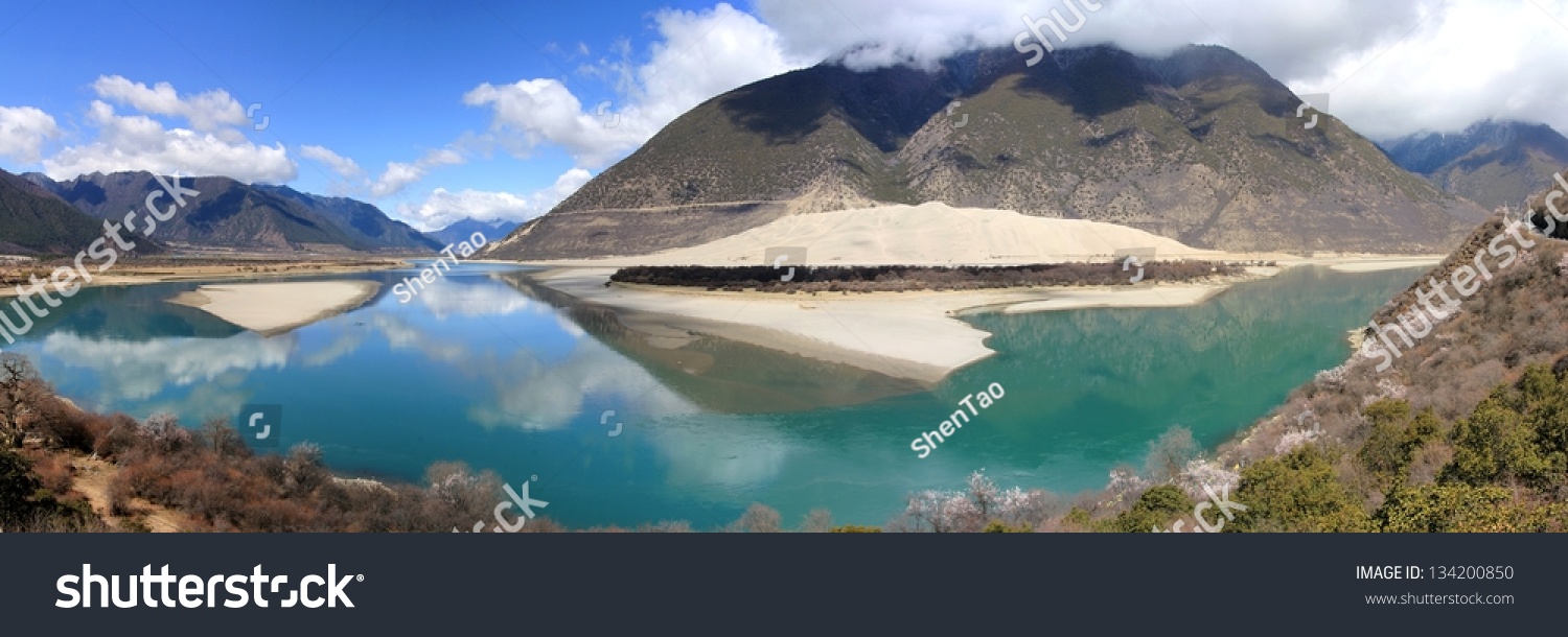 Panorama of Yarlung Zangbo River in Tibet  China
