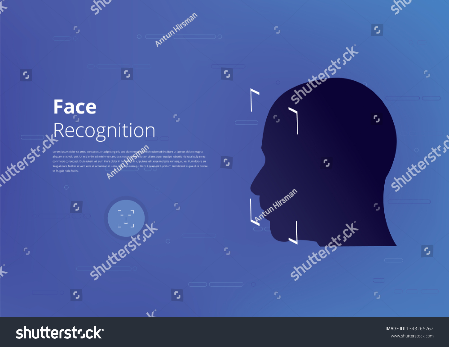 Face ID recognition Application Template Vector Illustration