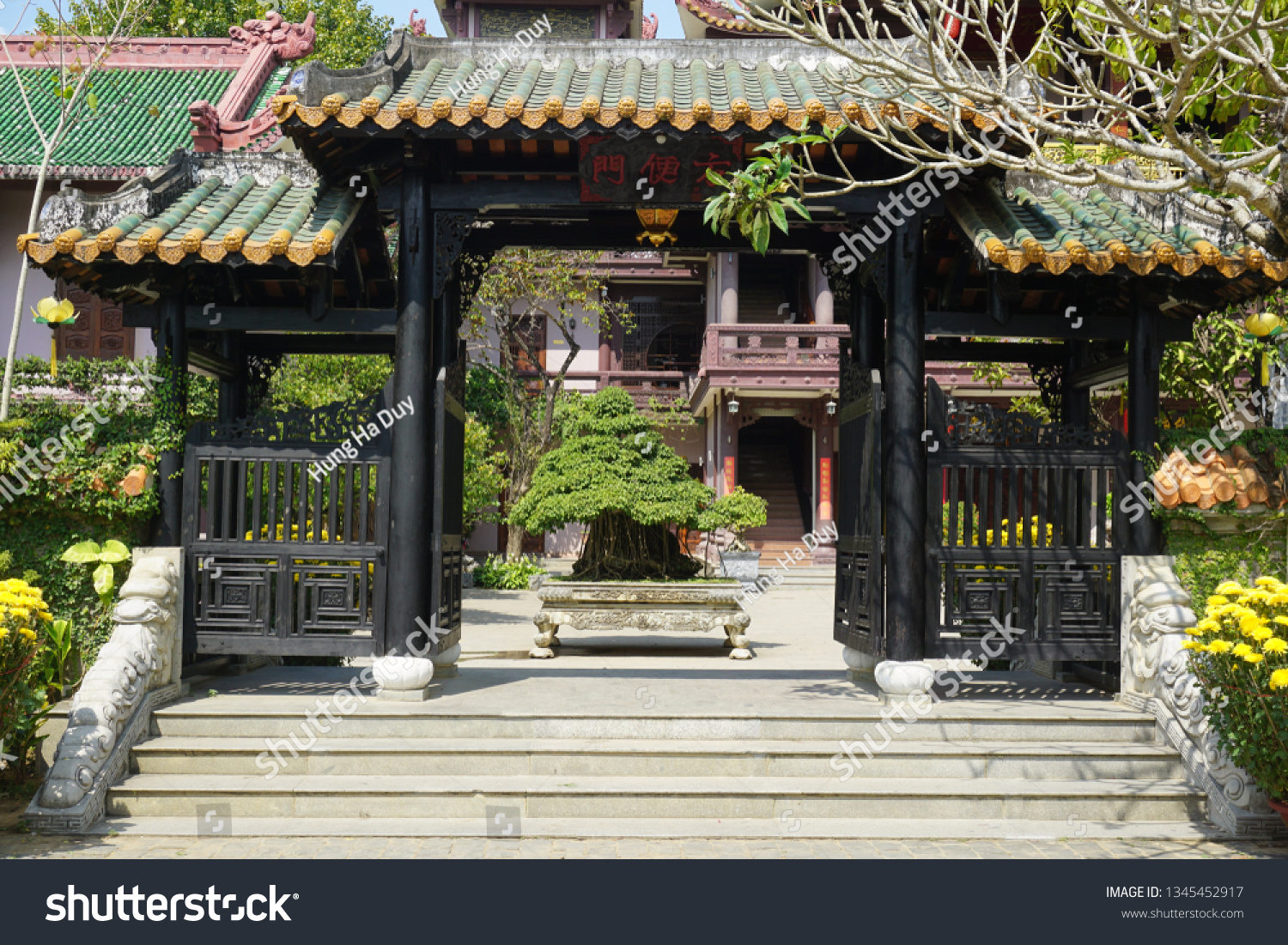 Binh Dinh  Viet Nam - CIRCA  February 2019: gate of the temple in Quy Nhon  Binh Dinh  Viet Nam 