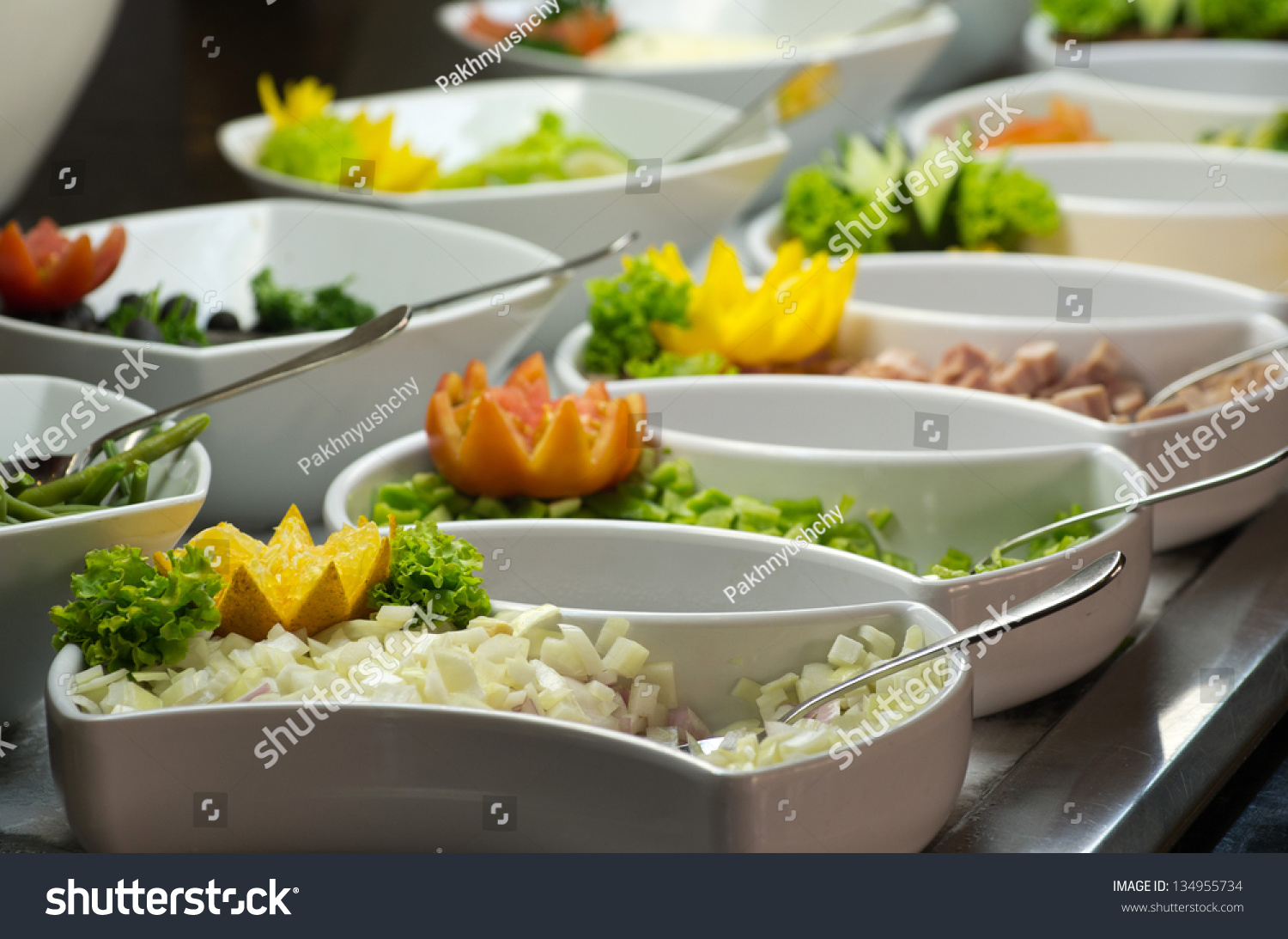 tray of assorted food for salad buffet in local market the salad