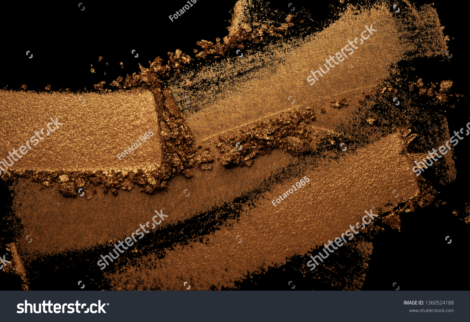 Eye shadow metallic brown terracota gold texture background black isolated 