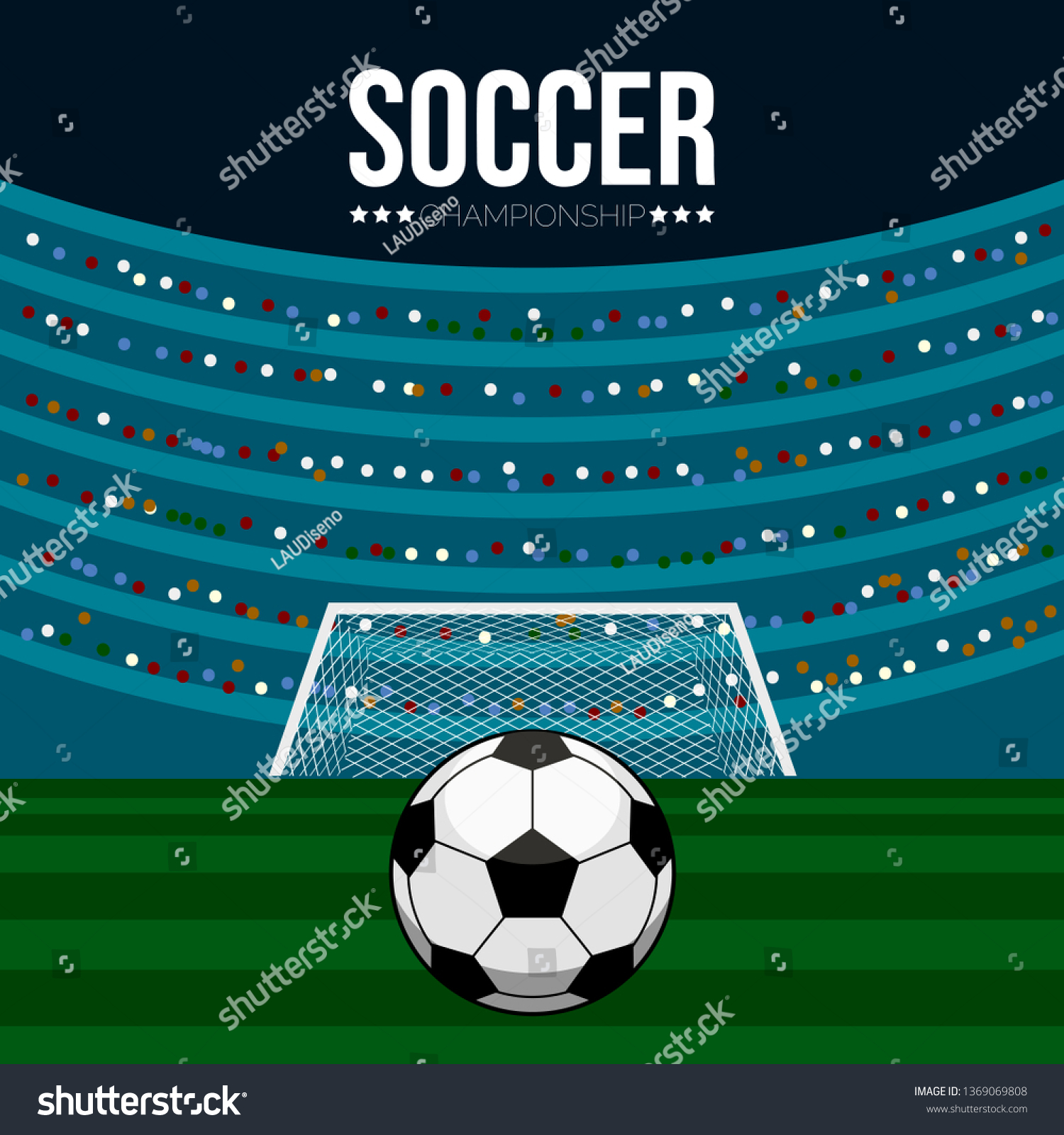 Isolated soccer poster with a ball and field. Vector illustration design