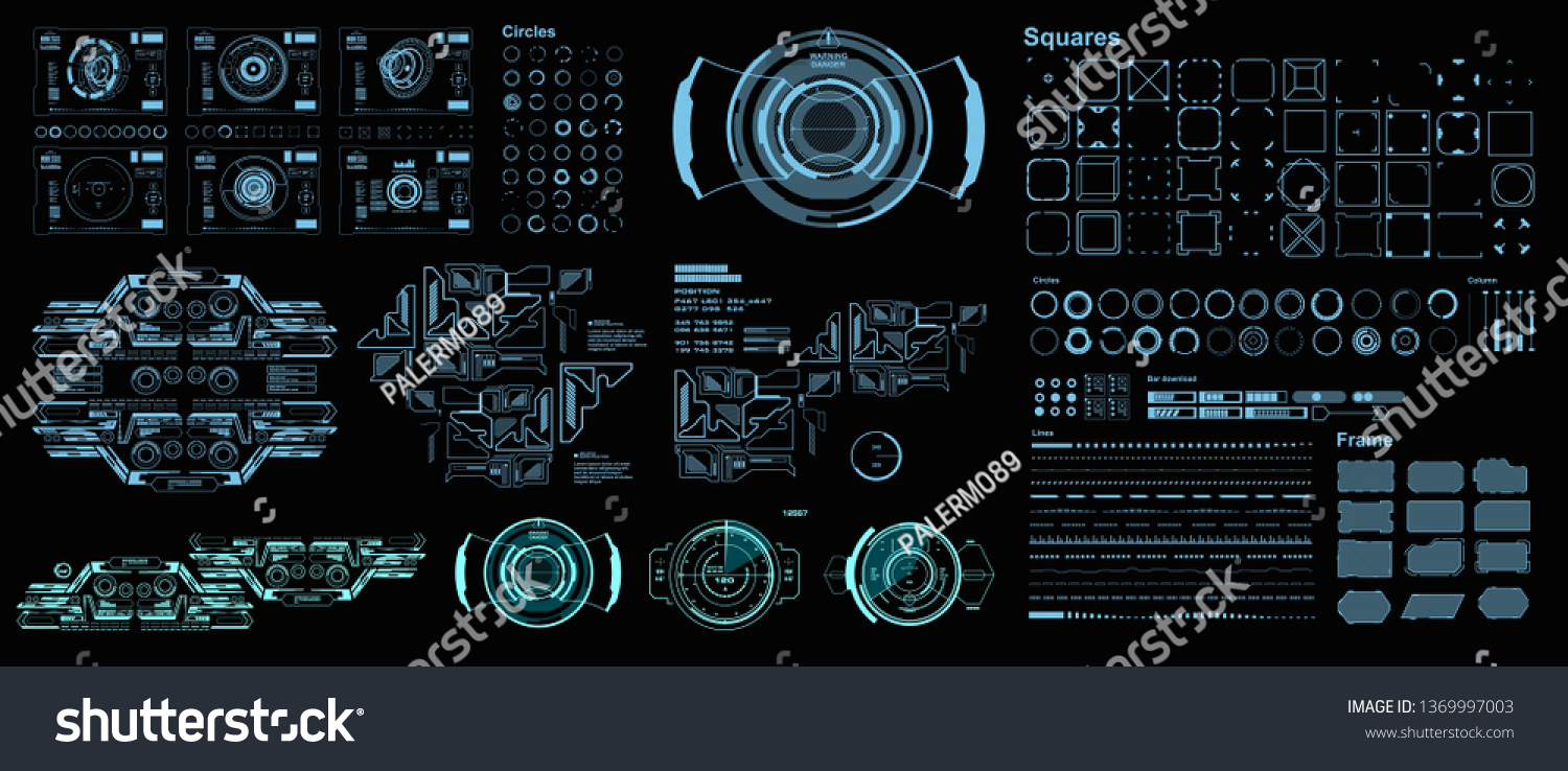 HUD futuristic virtual graphic touch user interface  target. HUD dashboard display