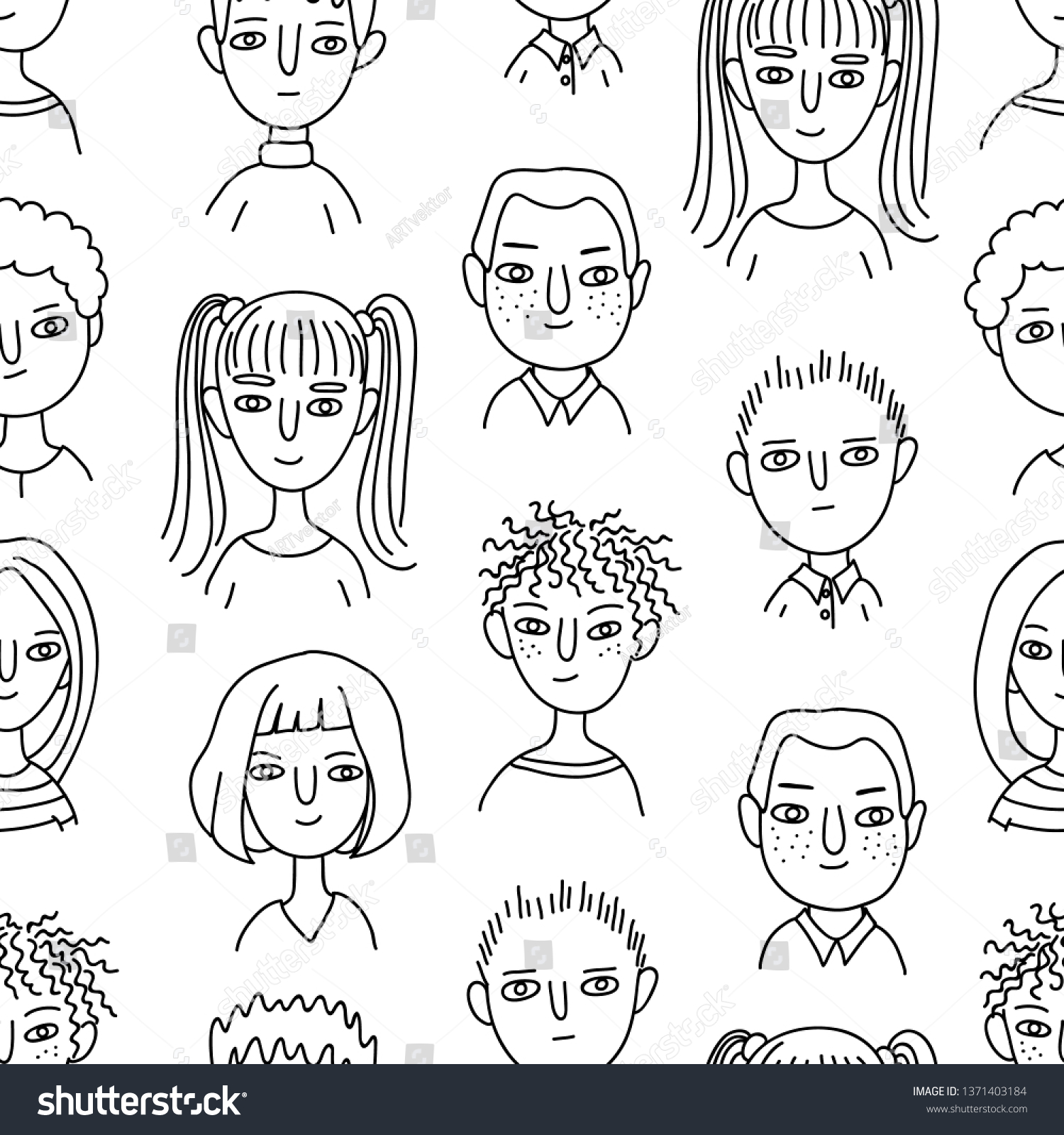 seamless pattern with people avatars