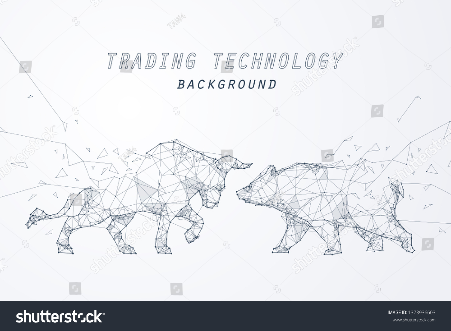 Wire frame bearish and bullish trend  technology trading for stock market  vector art and illustration.